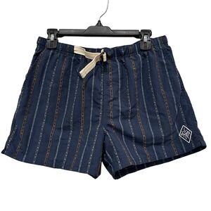 Prana Mens Navy Striped Nylon Relaxed Fit Hiking Shorts Small 1972521